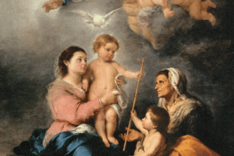 Detail of The Holy Family with a Little Bird by Bartolomé Esteban Murillo